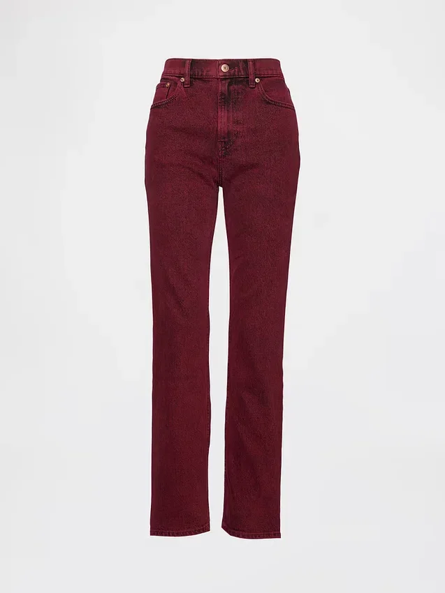 Jeans slim droit taille haute style années 90