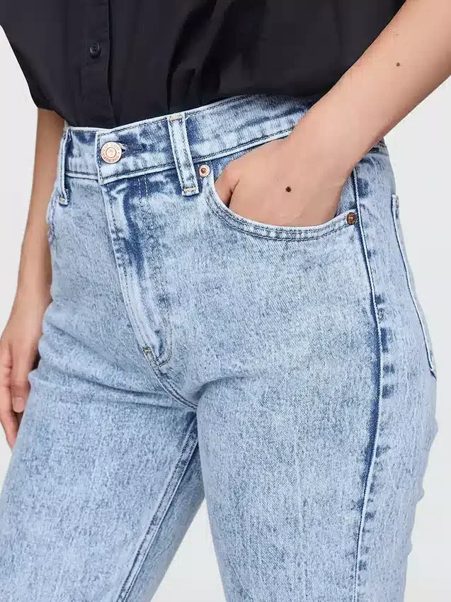 Jeans slim droit taille haute style années 90