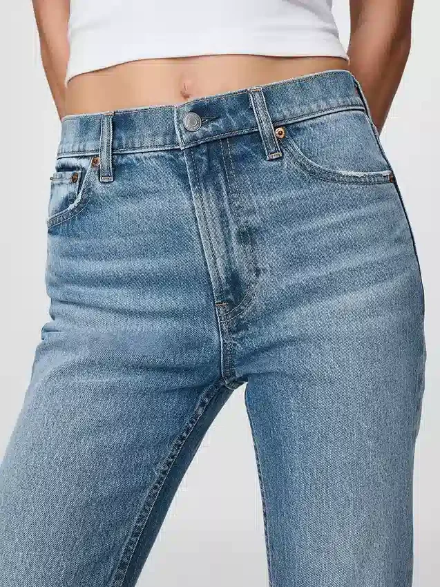 Jeans slim droit taille haute style années 90