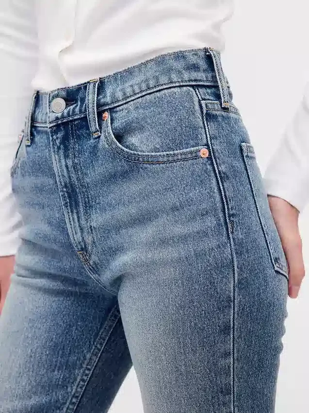 Jeans slim droit taille haute style années 90