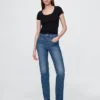 Jeans slim droit taille haute style western des années 90