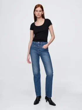 Jeans slim droit taille haute style western des années 90