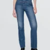 Jeans slim droit taille haute style western des années 90