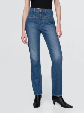 Jeans slim droit taille haute style western des années 90