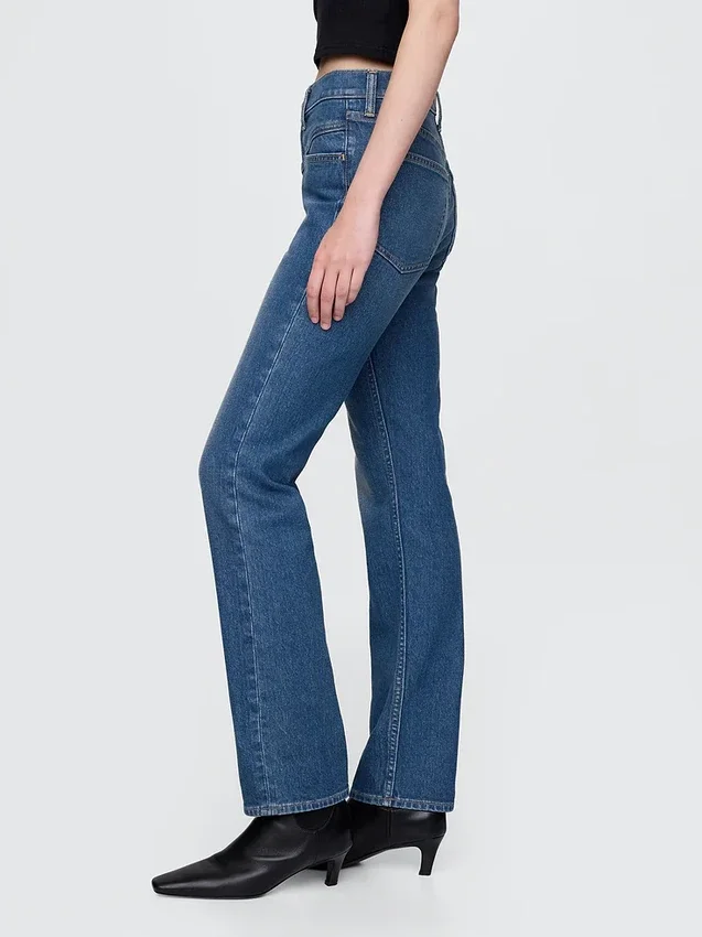 Jeans slim droit taille haute style western des années 90