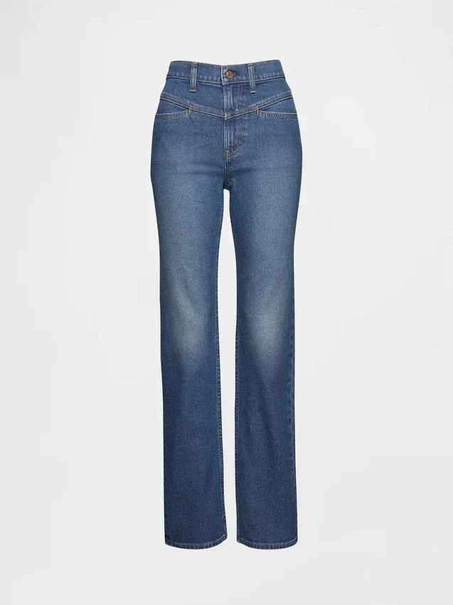 Jeans slim droit taille haute style western des années 90