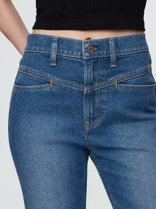 Jeans slim droit taille haute style western des années 90