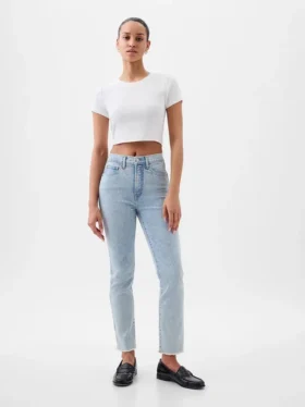 Jeans slim vintage à taille haute