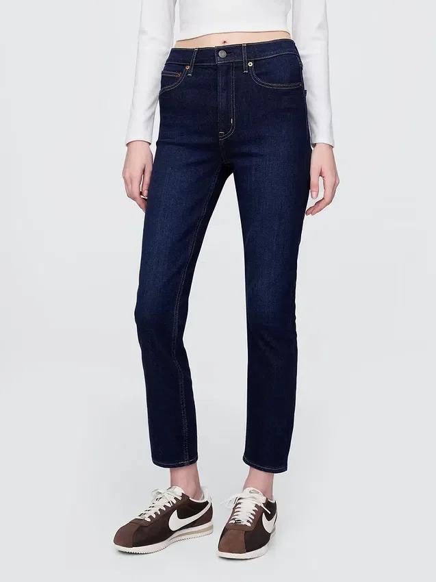 Jeans slim vintage à taille haute