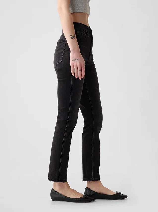 Jeans slim vintage à taille haute