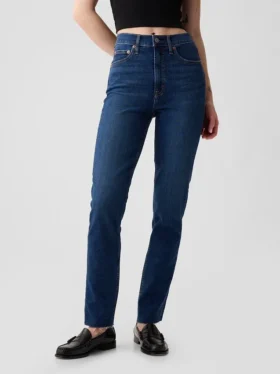 Jeans slim vintage à taille haute