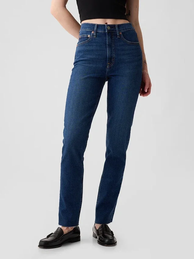 Jeans slim vintage à taille haute