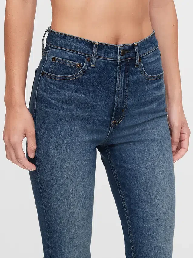 Jeans slim vintage à taille haute