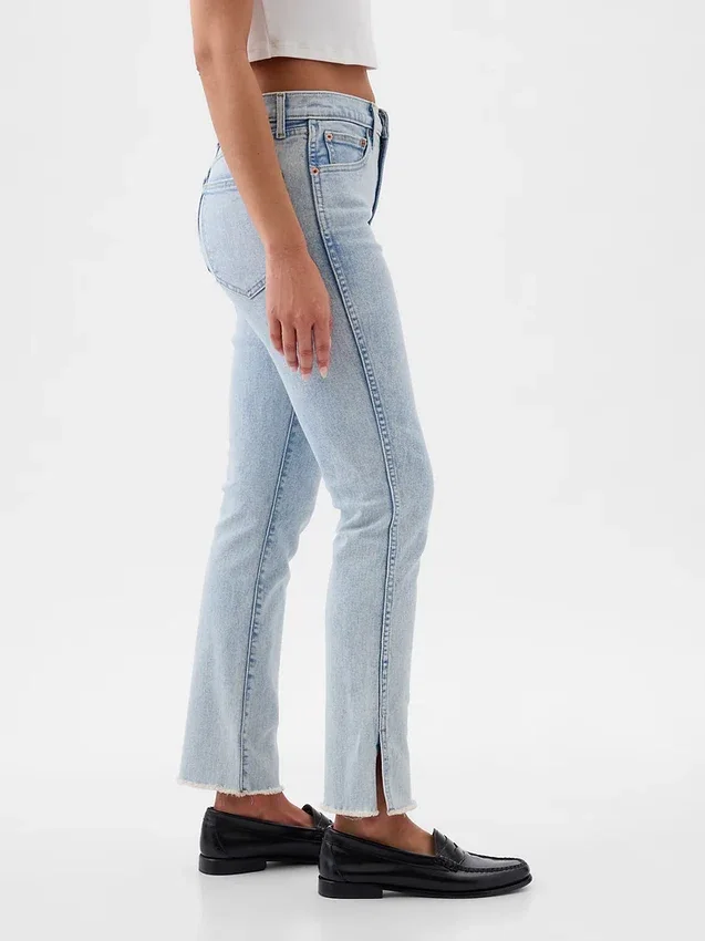 Jeans slim vintage à taille haute