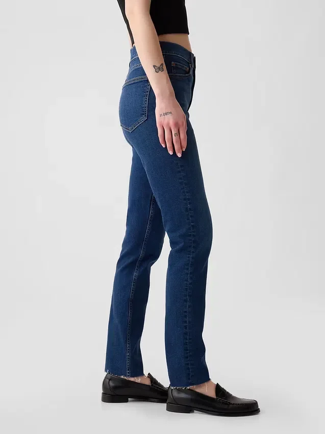 Jeans slim vintage à taille haute