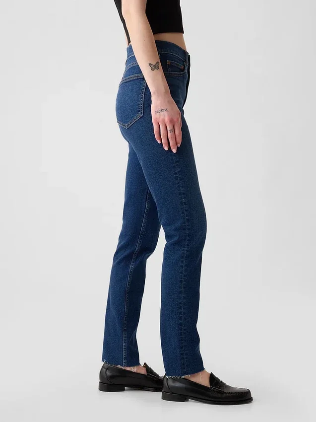 Jeans slim vintage à taille haute