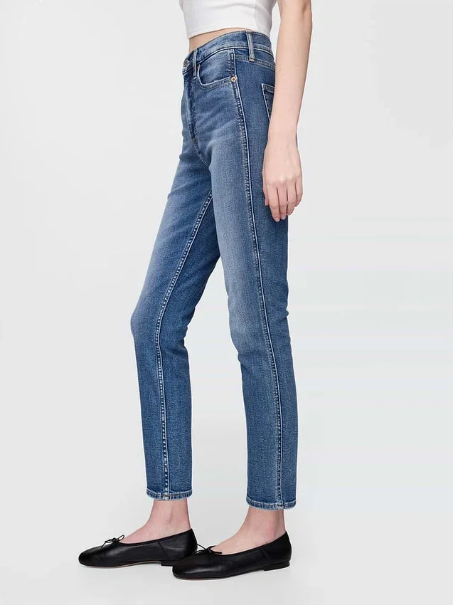 Jeans slim vintage à taille haute