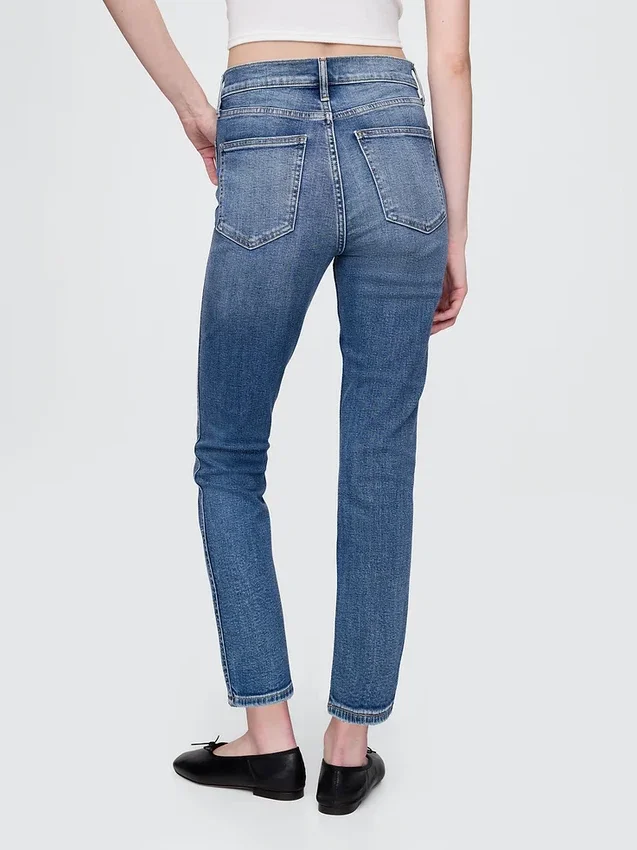 Jeans slim vintage à taille haute