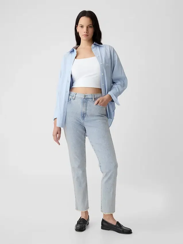 Jeans slim vintage à taille haute
