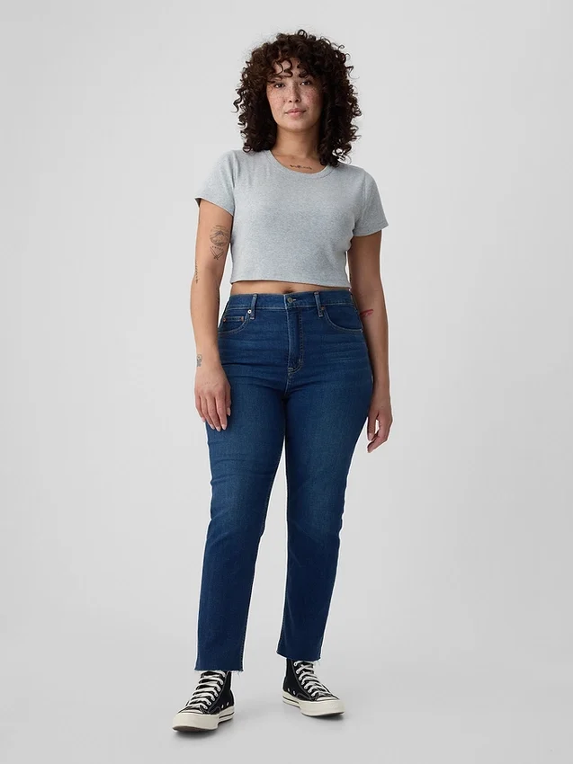 Jeans slim vintage à taille haute