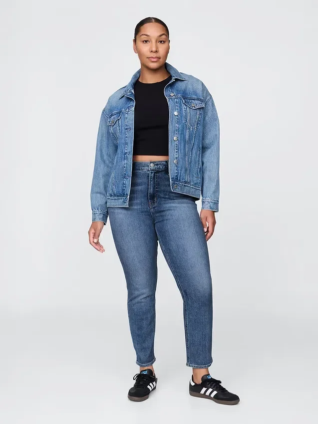 Jeans slim vintage à taille haute