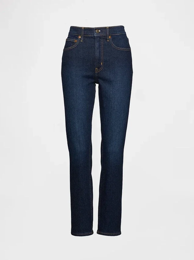 Jeans slim vintage à taille haute