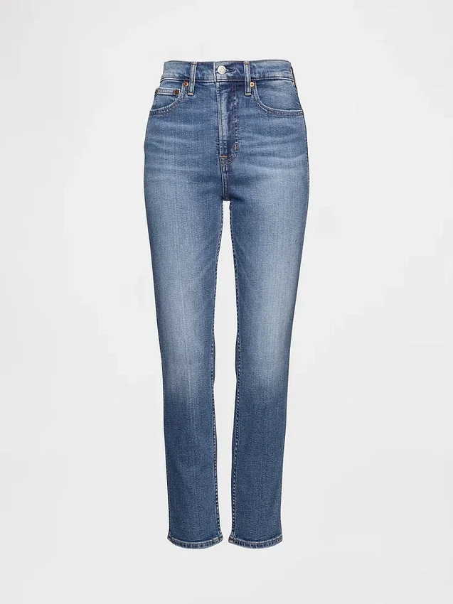 Jeans slim vintage à taille haute