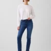 Jeans slim vintage à taille mi-haute