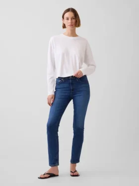 Jeans slim vintage à taille mi-haute