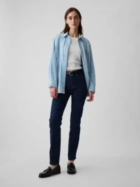 Jeans slim vintage à taille mi-haute