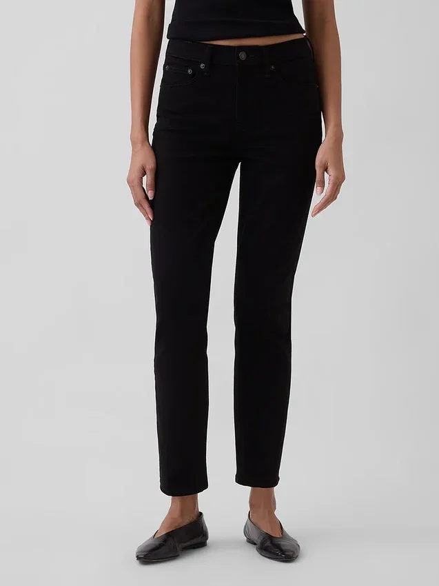 Jeans slim vintage à taille mi-haute