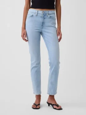 Jeans slim vintage à taille mi-haute