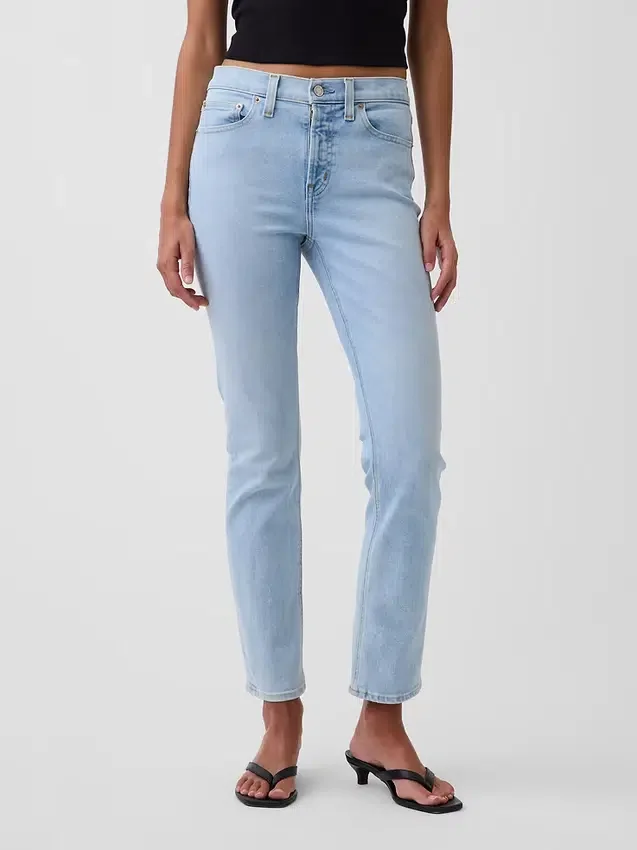 Jeans slim vintage à taille mi-haute