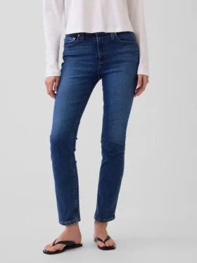 Jeans slim vintage à taille mi-haute