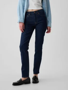 Jeans slim vintage à taille mi-haute