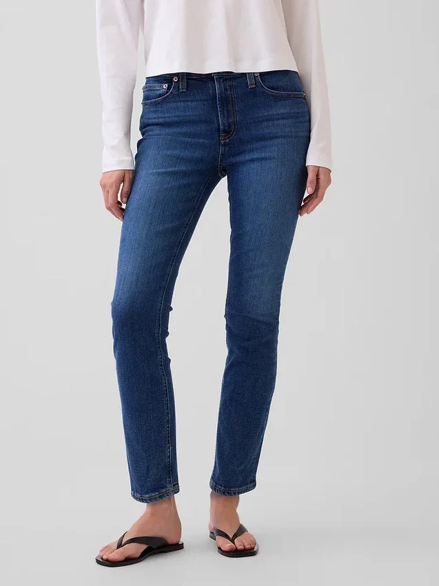 Jeans slim vintage à taille mi-haute