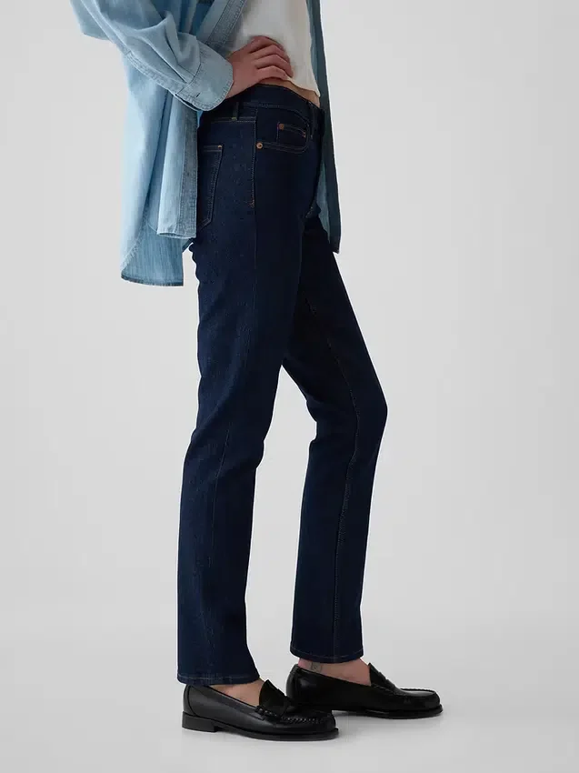 Jeans slim vintage à taille mi-haute