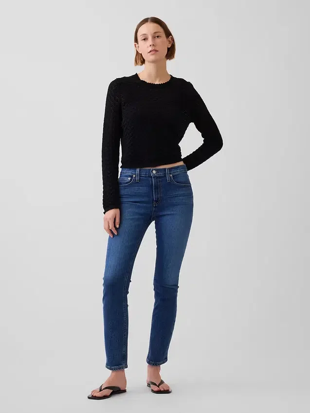 Jeans slim vintage à taille mi-haute