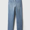 Jeans slim vintage à taille mi-haute et ourlet fendu