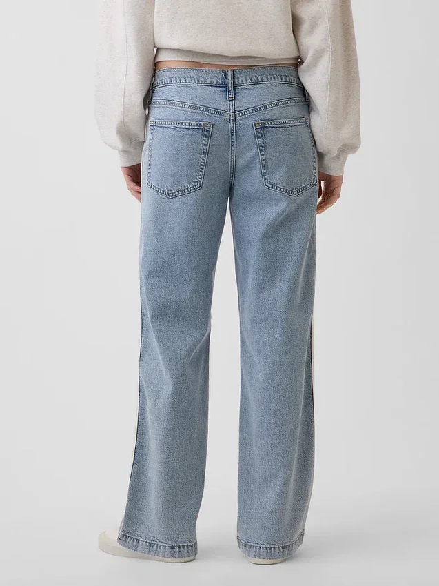 Jeans taille basse des années 90, coupe ample avec rayures latérales