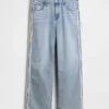 Jeans taille basse des années 90, coupe ample avec rayures latérales