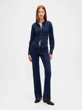 Jeans taille basse, long et ajusté