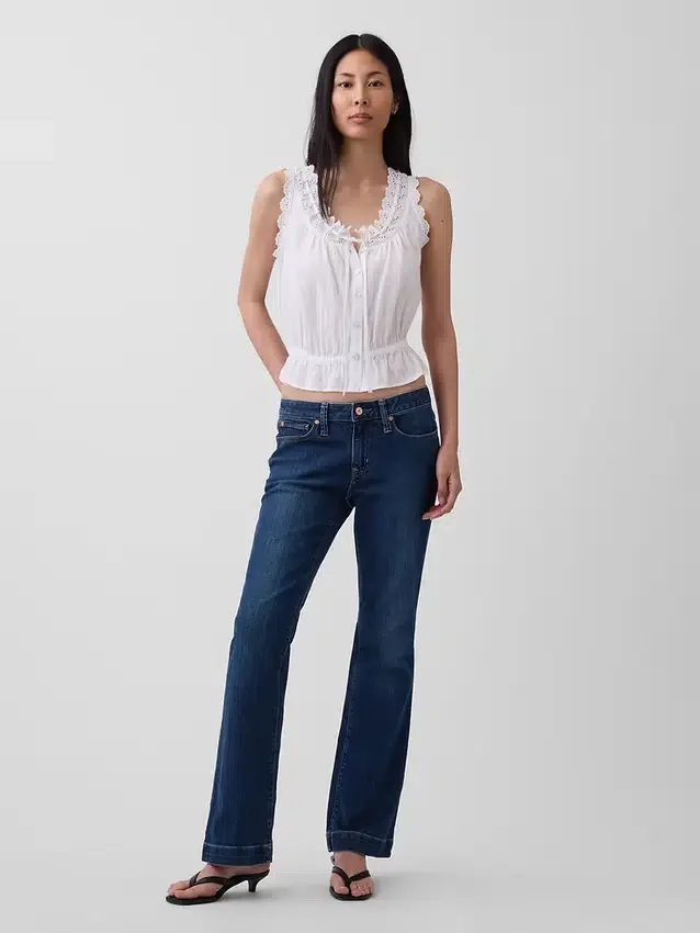 Jeans taille basse, long et ajusté