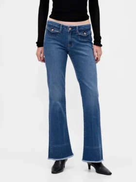 Jeans taille basse, long et ajusté