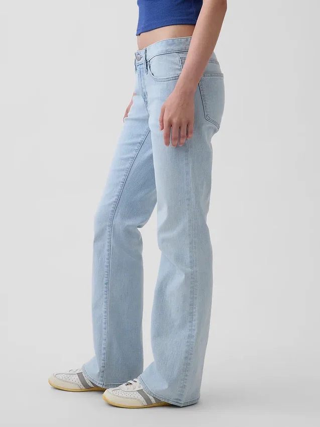 Jeans taille basse, long et ajusté