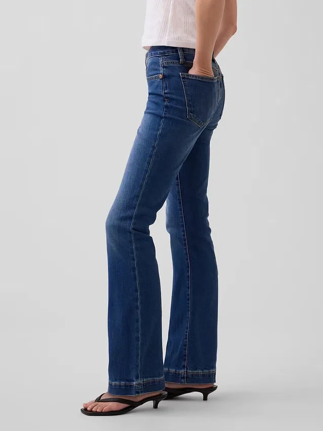 Jeans taille basse, long et ajusté