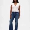 Jeans taille basse, long et ajusté