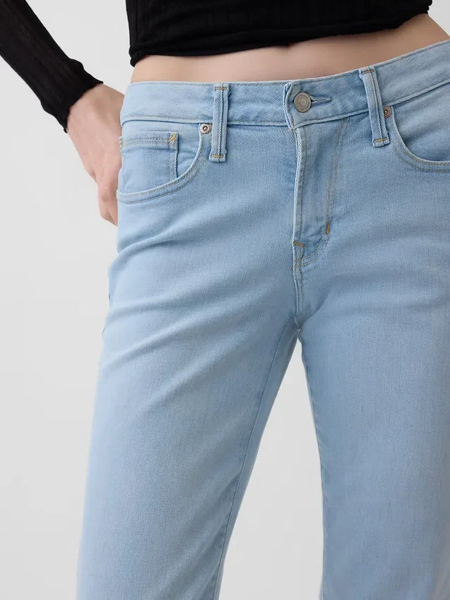 Jeans taille basse, long et ajusté