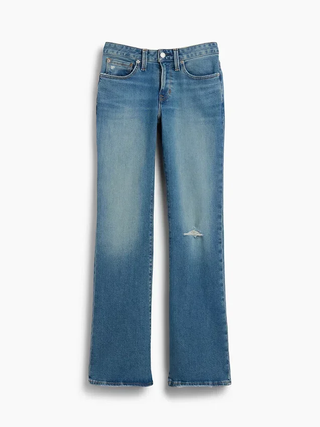 Jeans taille basse, long et ajusté