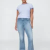 Jeans taille basse, long et ajusté
